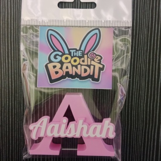 Personalized Alphabet Names free standing (pink with white text)