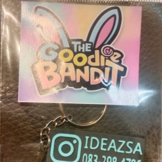 Instagram Handle Keychain (black with blue text)